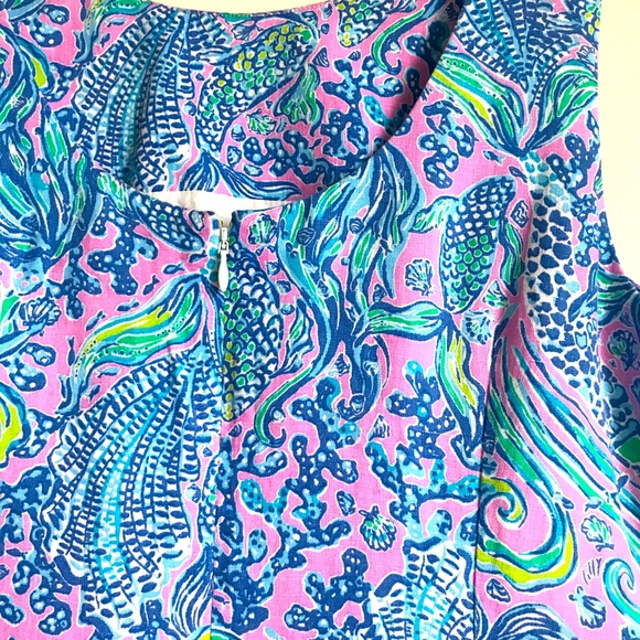 LILLY PULITZER. Lilac Rose We Mermaid It  Linen Dress - Picture 10 of 15